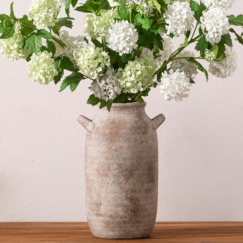 Vanselia Large Flower Vase Home Decor - Tall Ceramic Farmhouse Rustic Table Vases with Handle Living Room Decoration Decorative Modern Pottery for Floor Kitchen Shelf Coffee Dining Desk Fireplace (12" Retro) - Image 1
