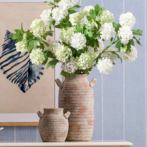 Vanselia Large Flower Vase Home Decor - Tall Ceramic Farmhouse Rustic Table Vases with Handle Living Room Decoration Decorative Modern Pottery for Floor Kitchen Shelf Coffee Dining Desk Fireplace (12" Retro) - Image 2