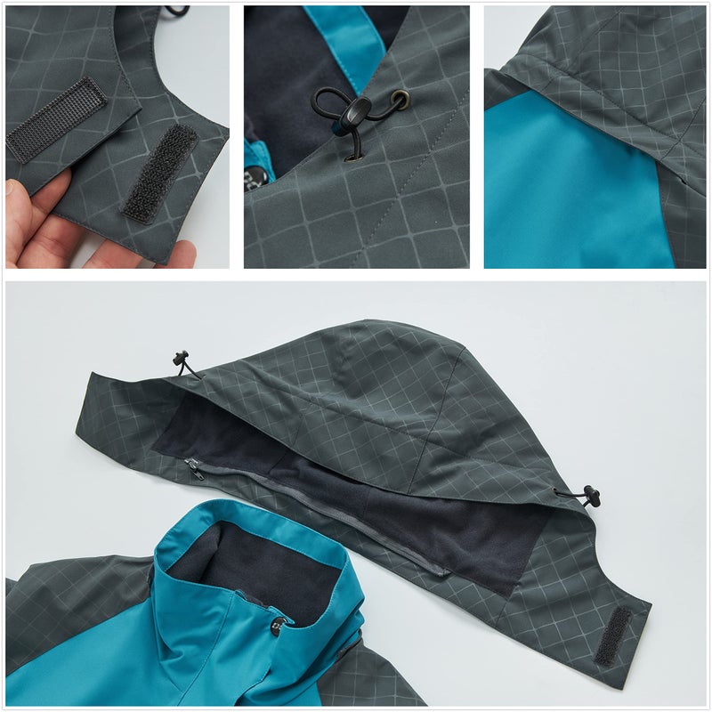 Diamond Candy Women's Waterproof Rain Jacket with Hood Lightweight Outdoors Raincoat Blue L - Image 5