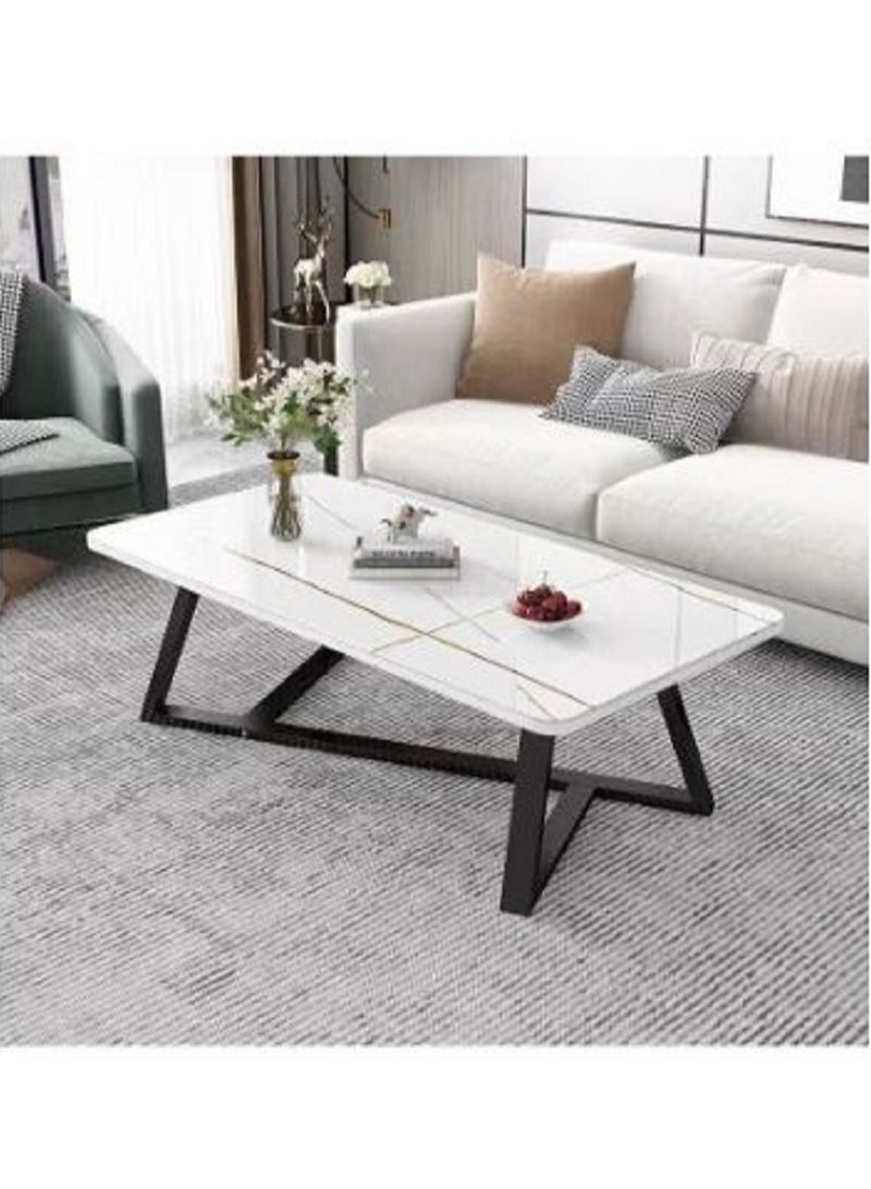 إيه جي دي طاولة قهوة مستطيلة بأرجل بإطار فولاذي وسطح مكتب كبير أنيق - Image 1