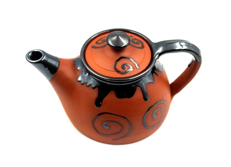 DEVICE OF ESVAR STONECRAFT ...EVERY STROY IS UNIQUE EVERY HOME IS DIFFERENT..... ES ESVAR STONECRAFT Handmade Ceramic Cotted Terracotta Coffee Or Tea Cattel with Dynamic Colour Printed Outside Ideal for Home Use Or Gifting Purpose600mlSize HWD29 15 10 cm  - Image 2