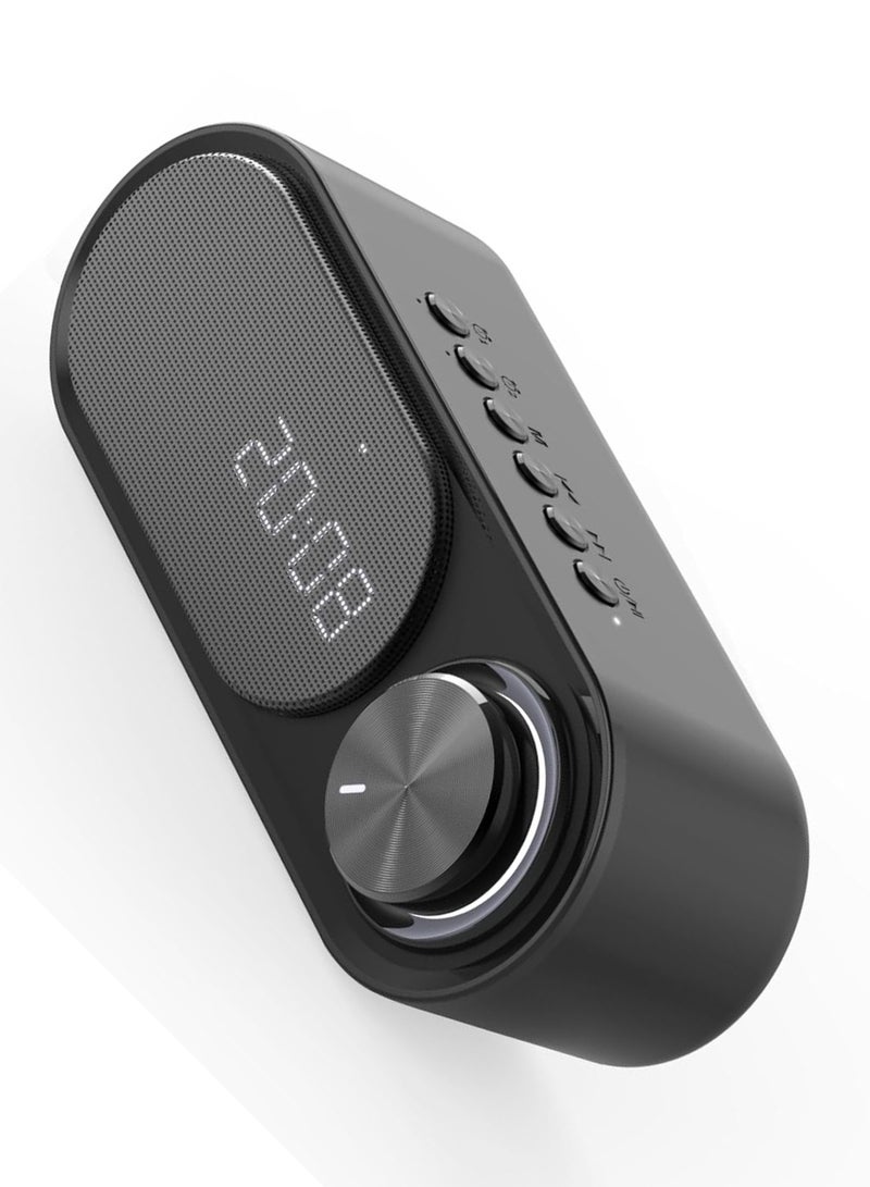 Portable Bluetooth Speaker | 360° HD Stereo Sound with Super Bass | Digital Alarm Clock  LED Night Light | AUX  USB Rechargeable | Ideal for Outdoor Travel - Image 1