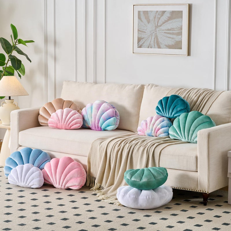 XIAIJIA Seashell Decorative Pillow Shell Shaped Throw Pillow 3D Insert Beach Pillow Soft Velvet Pillow Sea Ocean Decoration Couch Bed Pillow Cushions(Pink,14 X 11 inch) - Image 3
