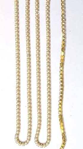Aroos 3mm Cream Pearl Beads Chainlace for EmbroideryCraftDecoration and Jewellery Making5 Meter - Image 2