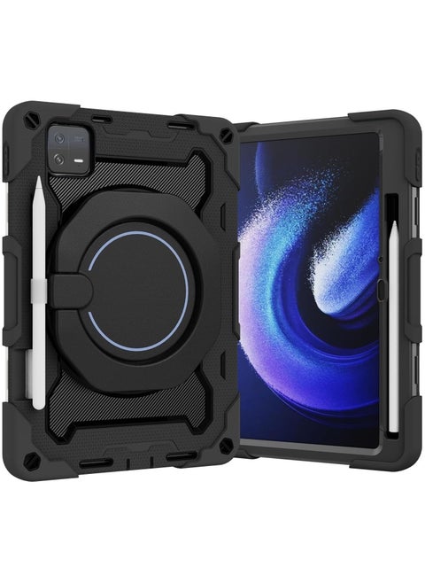 Tablet Case Compatible with Xiaomi Mi Pad 6 Pro 2023 11.2 inch,360° Rotatable Handle Stand Case Three-in-one Shatter-Resistant Shell, Drop-Proof,Shoulder Strap Pad Cover