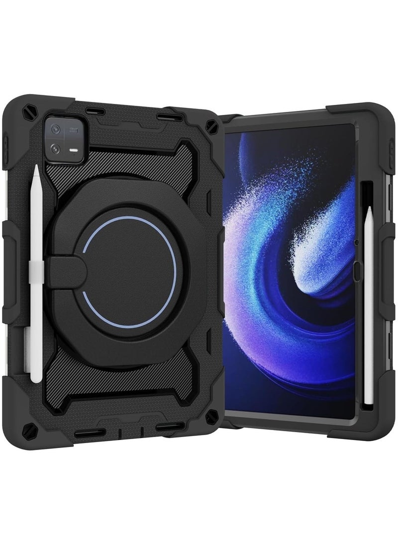 Tablet Case Compatible with Xiaomi Mi Pad 6 Pro 2023 11.2 inch,360° Rotatable Handle Stand Case Three-in-one Shatter-Resistant Shell, Drop-Proof,Shoulder Strap Pad Cover