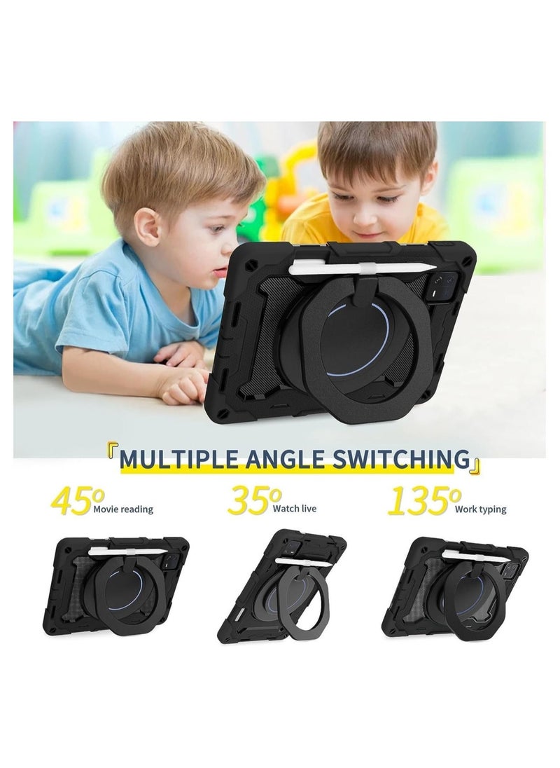 Tablet Case Compatible with Xiaomi Mi Pad 6 Pro 2023 11.2 inch,360° Rotatable Handle Stand Case Three-in-one Shatter-Resistant Shell, Drop-Proof,Shoulder Strap Pad Cover