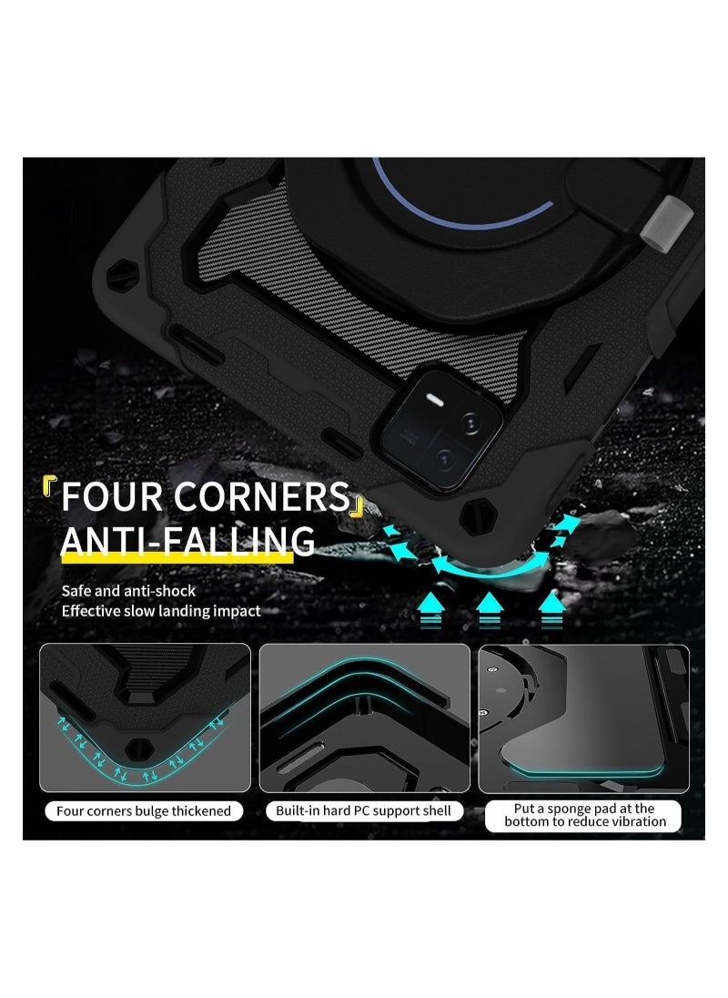 Tablet Case Compatible with Xiaomi Mi Pad 6 Pro 2023 11.2 inch,360° Rotatable Handle Stand Case Three-in-one Shatter-Resistant Shell, Drop-Proof,Shoulder Strap Pad Cover