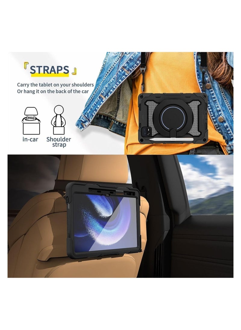 Tablet Case Compatible with Xiaomi Mi Pad 6 Pro 2023 11.2 inch,360° Rotatable Handle Stand Case Three-in-one Shatter-Resistant Shell, Drop-Proof,Shoulder Strap Pad Cover