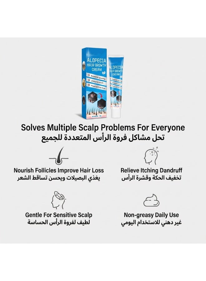 لون كريم السوفورا والجنسنج المكثف لنمو الشعر - لعلاج تساقط الشعر والثعلبة - مهدئ لفروة الرأس من الحكة والقشرة - تركيبة عشبية طبيعية - 30 جم - Image 2