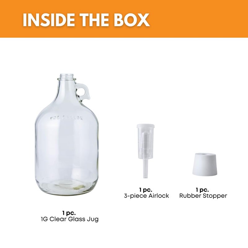 fastrack Home Brew Ohio Glass Wine Fermenter Includes Rubber Stopper and Airlock 1 gallon Capacity  - Image 2