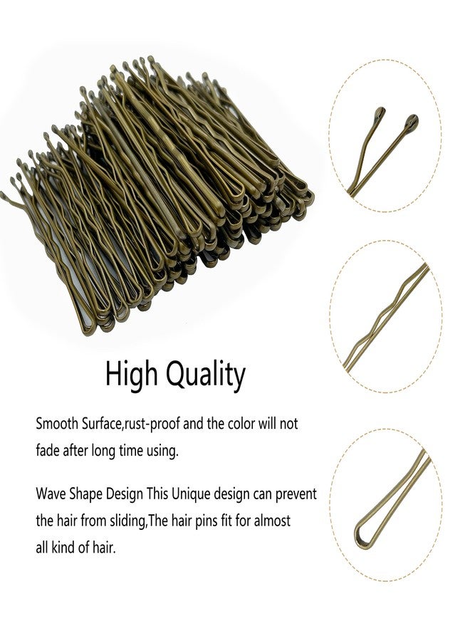 كان برنسيس مجموعة دبابيس شعر كانبرنسس 100 قطعة بطول 2 بوصة، مشابك شعر، دبابيس شعر تثبيت آمنة للنساء والفتيات وصالونات تصفيف الشعر مع علبة تخزين شفافة (برونزية) - Image 3