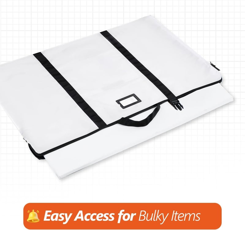 BERYA Large Size Art Portfolio Bag with Nylon Shoulder, 24 x 36 inches Light Weight Poster Storage Bag Board Holder with Handle and Zipper for Poster, Sketching and Drawing (White) - Image 4