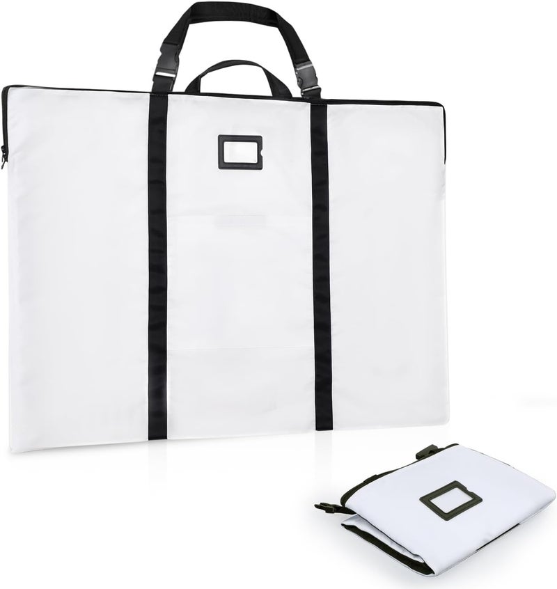 BERYA Large Size Art Portfolio Bag with Nylon Shoulder, 24 x 36 inches Light Weight Poster Storage Bag Board Holder with Handle and Zipper for Poster, Sketching and Drawing (White) - Image 1