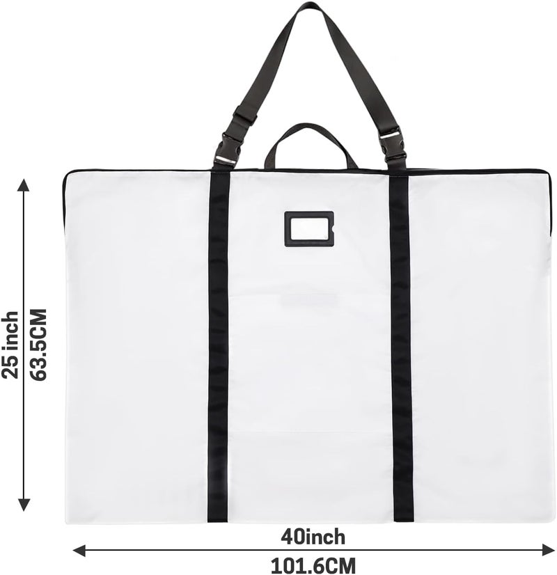 BERYA Large Size Art Portfolio Bag with Nylon Shoulder, 24 x 36 inches Light Weight Poster Storage Bag Board Holder with Handle and Zipper for Poster, Sketching and Drawing (White) - Image 2