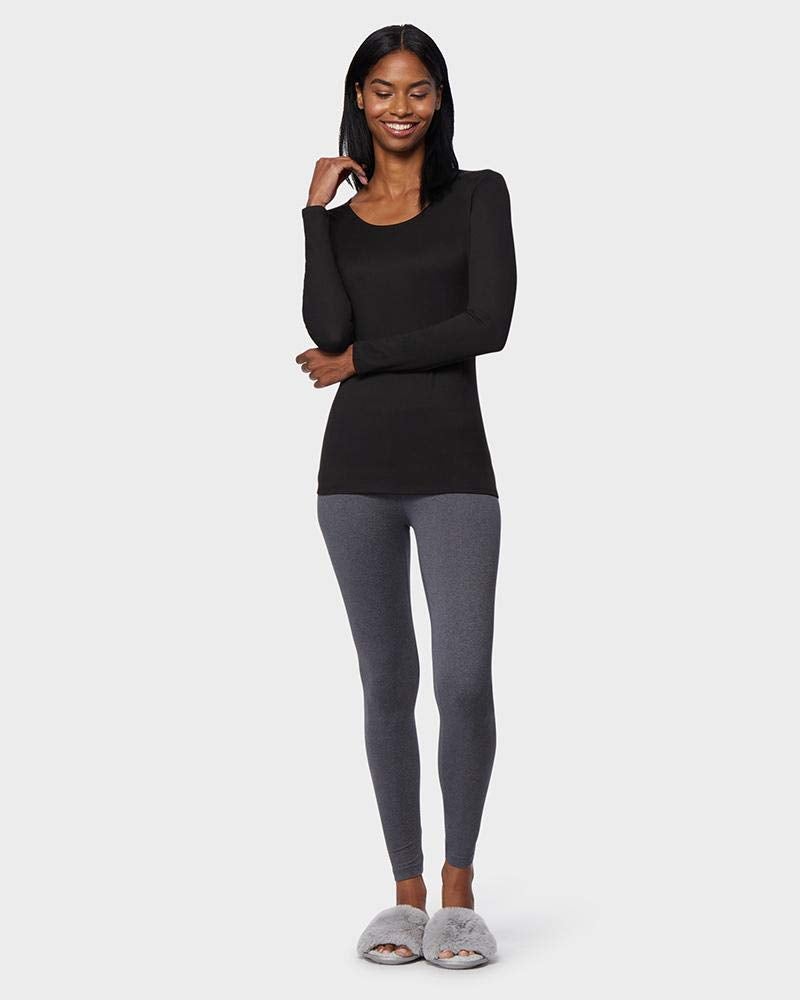 32 Degrees Heat Womens Ultra Soft Thermal Lightweight Baselayer Scoop Neck Long Sleeve Top, Black, Small - Image 2