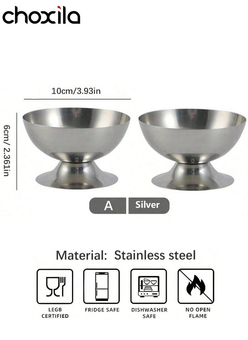 choxila 2pcs Dessert Cup, Dessert Bowl, Stainless Steel Dessert Cup, Ice Cream Cup, Pudding Cup, Custard Bowl  - Image 2