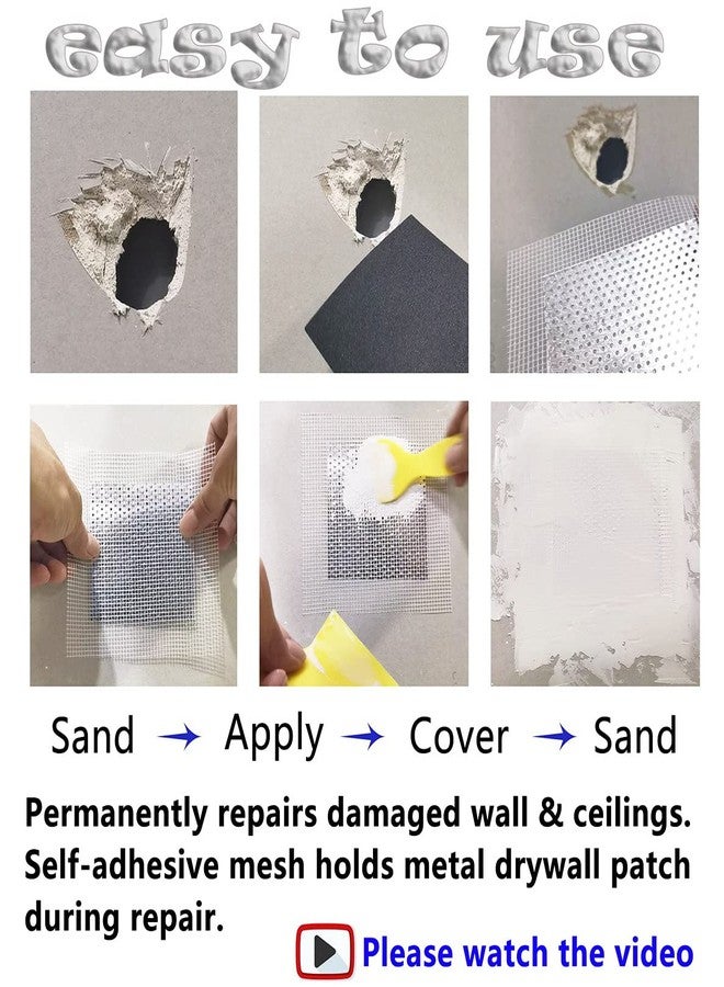 Ansoon 8 inch Drywall Repair Patch, Wall Patch Repair Kit, Self Adhesive Wall Fiber Mesh Repair, Large Hole Sheet Rock Patch for Drywall, Aluminum Metal Sheetrock Ceiling Dry Patch for Drywall Plaster - Image 2