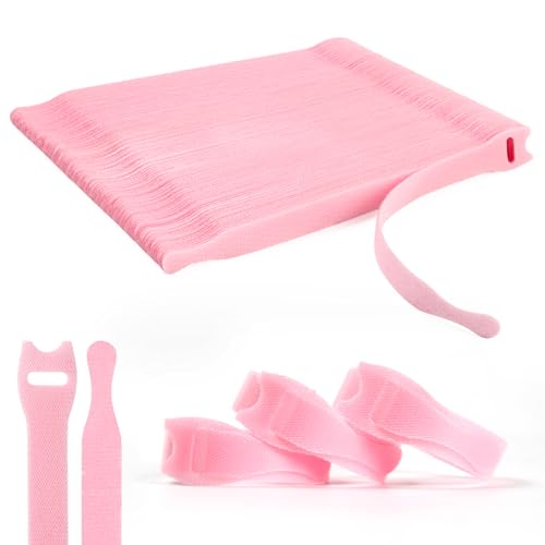 OneLeaf 110PCS Reusable Cable Ties, Adjustable 8 × 1/2" Cord Organizer Ties, Multi-purpose Hook Loop Cable Management Wire Ties for Organizing Home, Office, Data Centers, Pink - Image 1