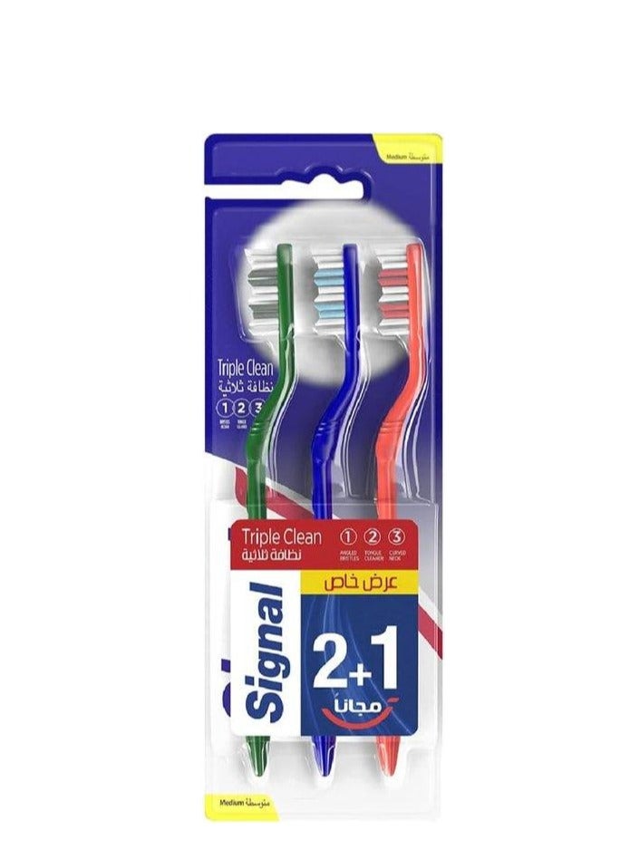 Signal Triple Clean Medium for plaque removal and protection against cavity Toothbrush 3PC