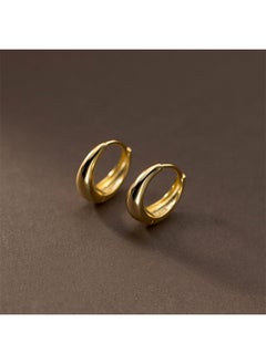 Generic 2 Pcs Gold Hoop Earrings,18K Gold Plated Rounded Hoops Earrings for Women 14/16mm  - Image 5