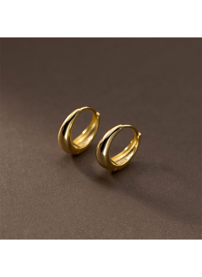 Generic 2 Pcs Gold Hoop Earrings,18K Gold Plated Rounded Hoops Earrings for Women 14/16mm  - Image 5