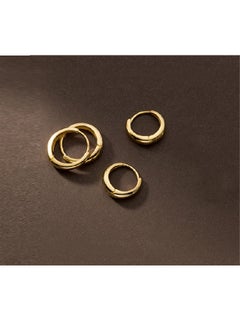Generic 2 Pcs Gold Hoop Earrings,18K Gold Plated Rounded Hoops Earrings for Women 14/16mm  - Image 4