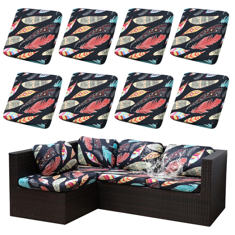 SUKAIKEQA Outdoor Cushion Covers Set,8PCS Waterproof Patio Furniture Couch Seat Slipcovers, Replacement for Sofa Sectional Chair(Coverï¼ŒOnly) - Image 1
