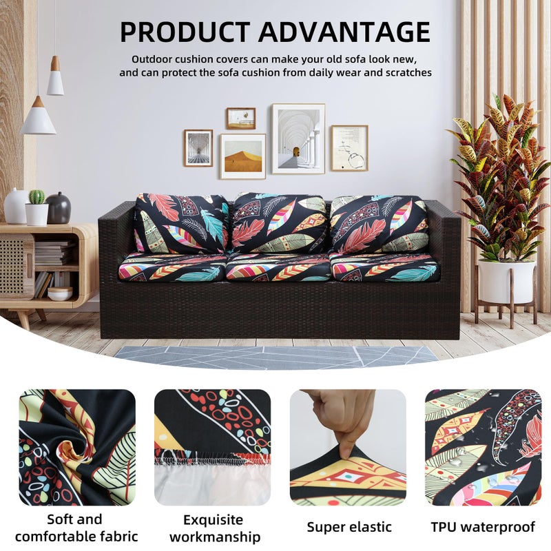 SUKAIKEQA Outdoor Cushion Covers Set,8PCS Waterproof Patio Furniture Couch Seat Slipcovers, Replacement for Sofa Sectional Chair(Coverï¼ŒOnly) - Image 3