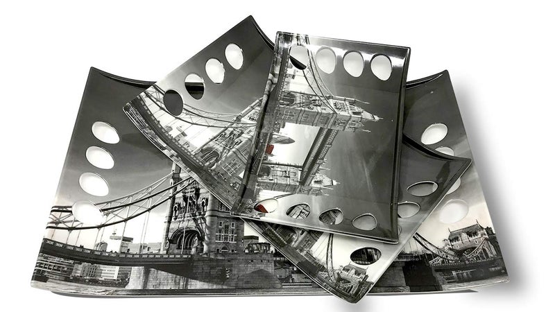 UPC Star Series Crystal Melamine Serving Tray (Small, Medium and Large Size, Multicolour) - Set of 3 - Image 1