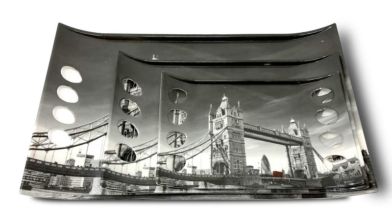 UPC Star Series Crystal Melamine Serving Tray (Small, Medium and Large Size, Multicolour) - Set of 3 - Image 3