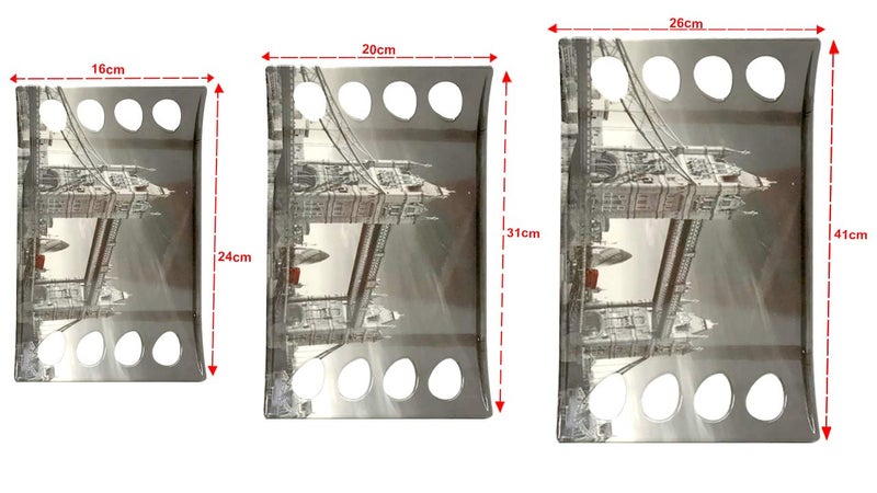 UPC Star Series Crystal Melamine Serving Tray (Small, Medium and Large Size, Multicolour) - Set of 3 - Image 4