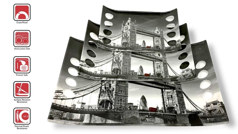 UPC Star Series Crystal Melamine Serving Tray (Small, Medium and Large Size, Multicolour) - Set of 3 - Image 5