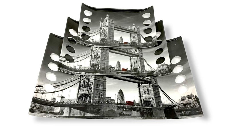 UPC Star Series Crystal Melamine Serving Tray (Small, Medium and Large Size, Multicolour) - Set of 3 - Image 2