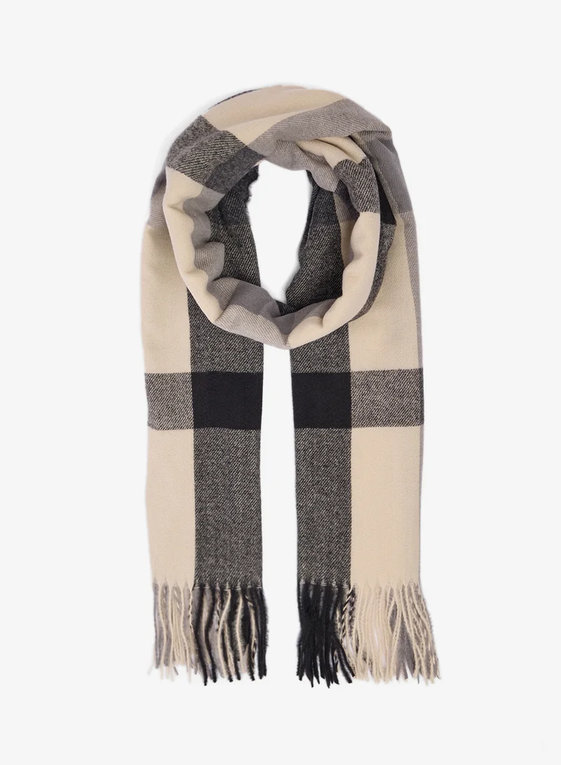 ايلا Classic Checkered Tassel Scarf