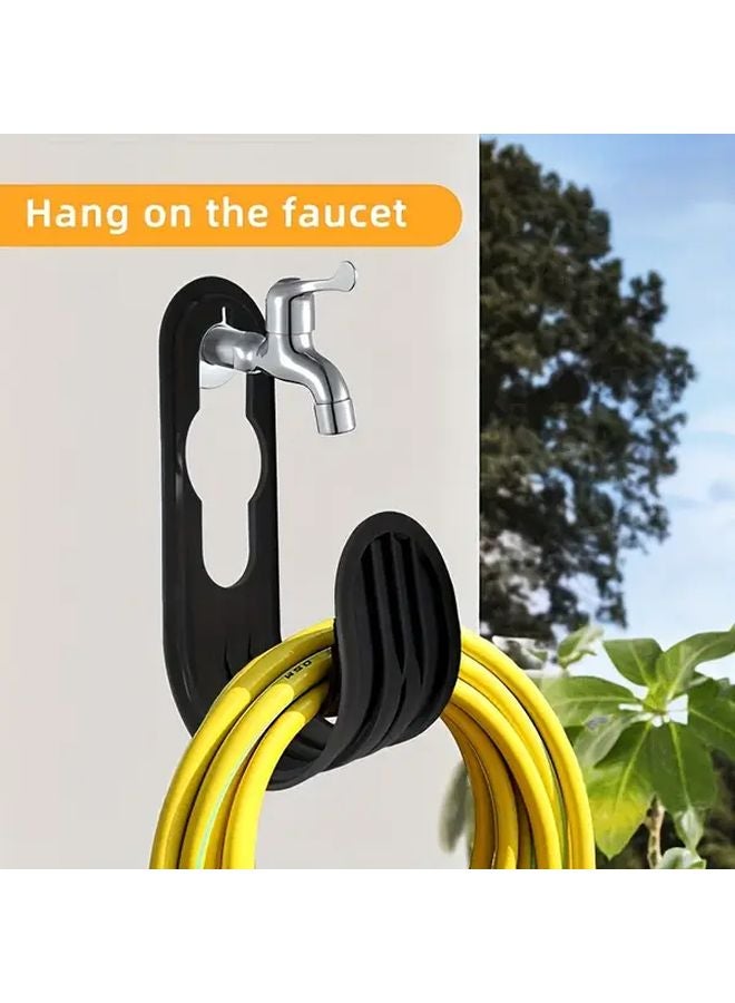 Black Wall Mounted Garden Hose Holder Organizer Hook Durable Plastic Easy Installation Garage Outdoor Storage - Image 4