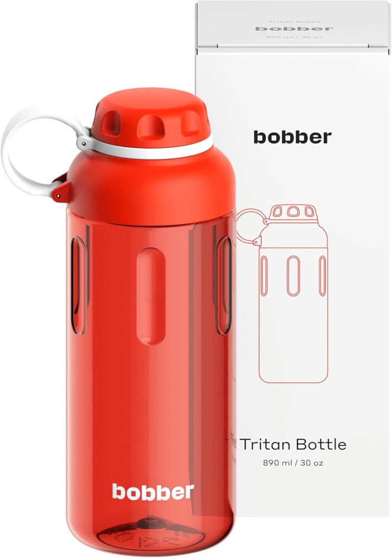 BOBBER 30 oz Tritan Water Bottle with Fruit Infuser - BPA Free Plastic Bottle with Leak-Proof Lid, Dishwasher Safe, Great for Gym & Outdoor (Cayenne Red) - Image 1