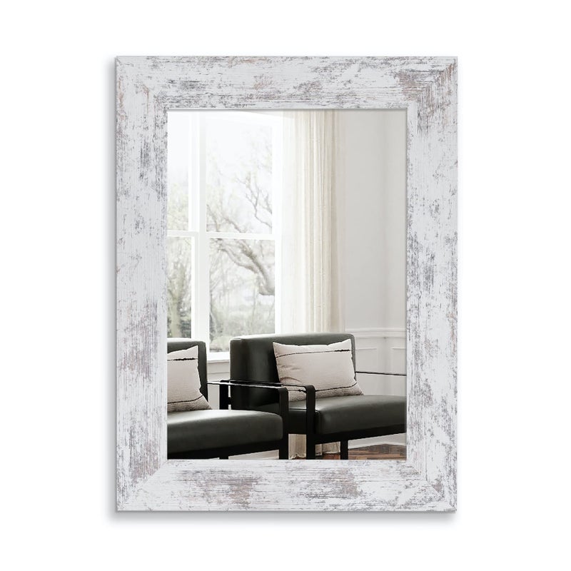 Wood Mirror with Frame Rustic 24X32 Inch Wall Mounted Rustic Vanity Mirror with Large Wood Frame Decorative Farmhouse Bathroom Mirror for BedroomLiving RoomEntryway Wall DecorHorizontalVertical