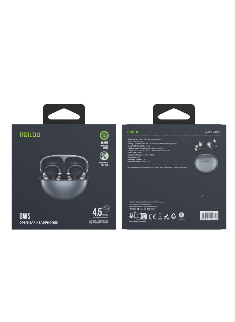 rsilou - OW06U OWS wireless Bluetooth Earbuds, No ear canal insertion, comfortable for long-term wear, 3C button battery for Fast Charging case with buzzer notification, Professionally tuned - Image 1