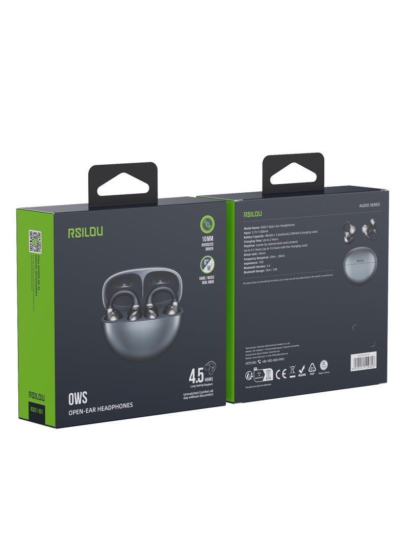rsilou - OW06U OWS wireless Bluetooth Earbuds, No ear canal insertion, comfortable for long-term wear, 3C button battery for Fast Charging case with buzzer notification, Professionally tuned - Image 1