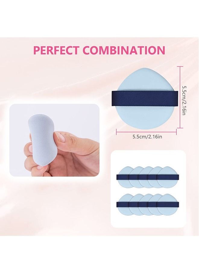 Generic - Powder Puff Teardrop Puff, 10 Pcs Dry and Wet Makeup Triangle Puffs Sponge Latex Free, Special Sponge Powder Puff for Liquid Foundation (Blue) - Image 1