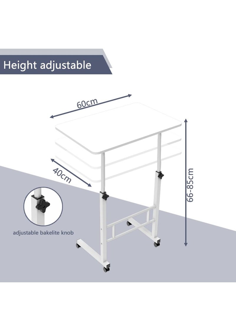Upgraded Metal Base Adjustable Multipurpose Movable Desktop Computer Mobile Laptop Desk Home And Office Desks For Work and Study Moveable Portable Coffee Overbed Tray Bedside Sofa Table