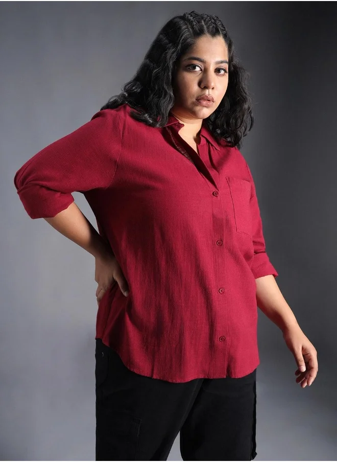 هاي ستار Women’s Oversized Red Shirt – Bold and Comfortable