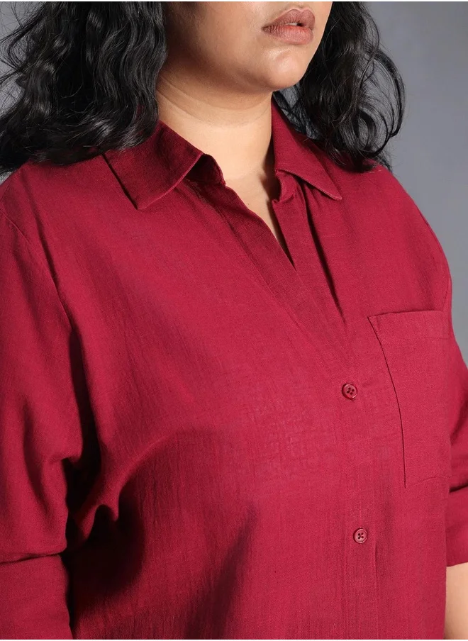 هاي ستار Women’s Oversized Red Shirt – Bold and Comfortable