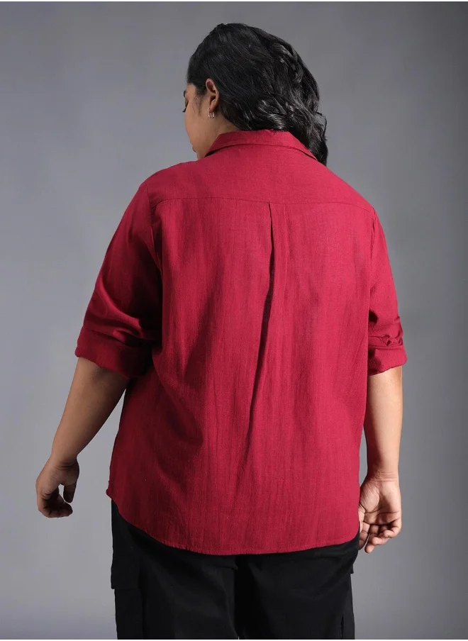 هاي ستار Women’s Oversized Red Shirt – Bold and Comfortable