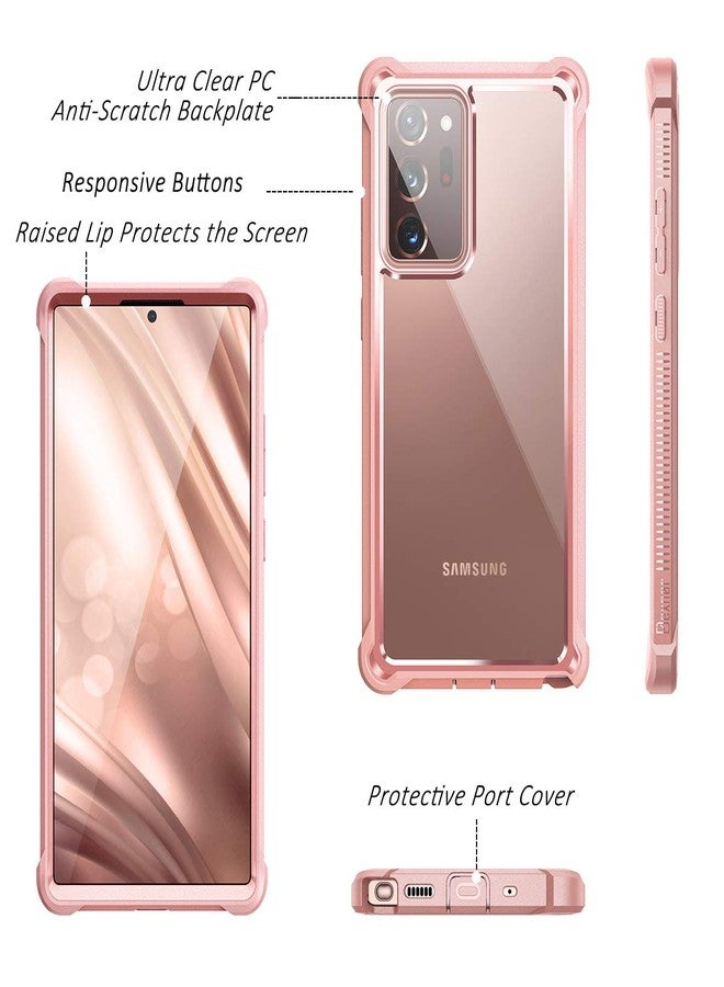 ديكسنور جراب Dexnor لهاتف Galaxy Note 20 Ultra مع واقي شاشة، مصنوع من معدن شفاف مطلي بالكهرباء، يوفر حماية كاملة للجسم بزاوية 360 درجة، غطاء صلب متين مقاوم للصدمات، واقي قوي لهاتف Samsung Note 20 Ultra 5G باللون الوردي - Image 3