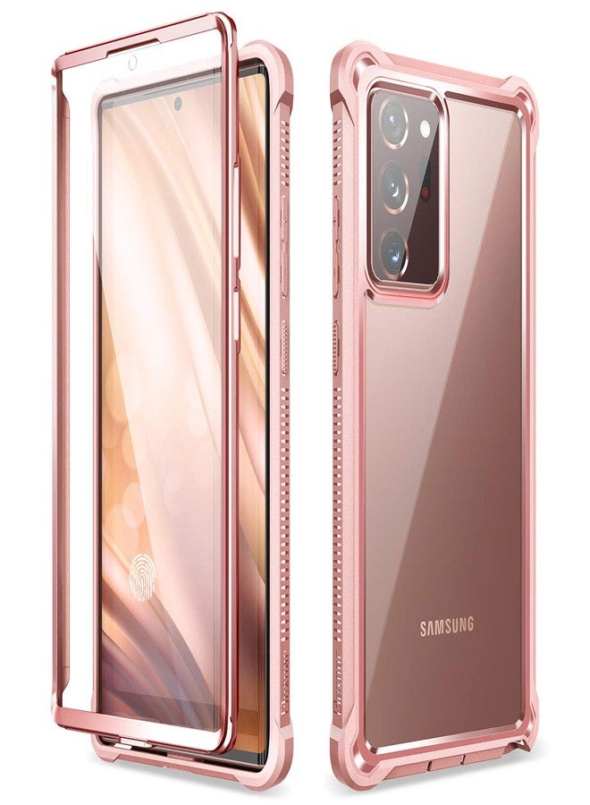 ديكسنور جراب Dexnor لهاتف Galaxy Note 20 Ultra مع واقي شاشة، مصنوع من معدن شفاف مطلي بالكهرباء، يوفر حماية كاملة للجسم بزاوية 360 درجة، غطاء صلب متين مقاوم للصدمات، واقي قوي لهاتف Samsung Note 20 Ultra 5G باللون الوردي - Image 1