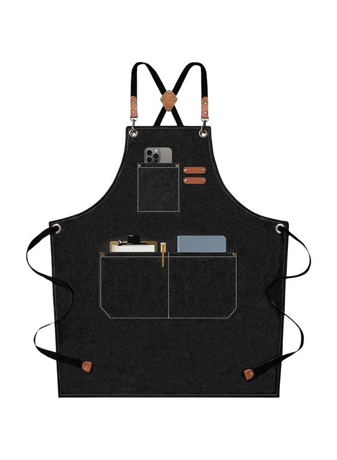 HASTHIP® Waterproof Apron for Home Kitchen, Grill, Restaurant, Workshop with Tool Pockets, Thicken Canvas Dustproof Apron, Adjustable Apron for Handwork, Woodenwork, Gardening - Image 1
