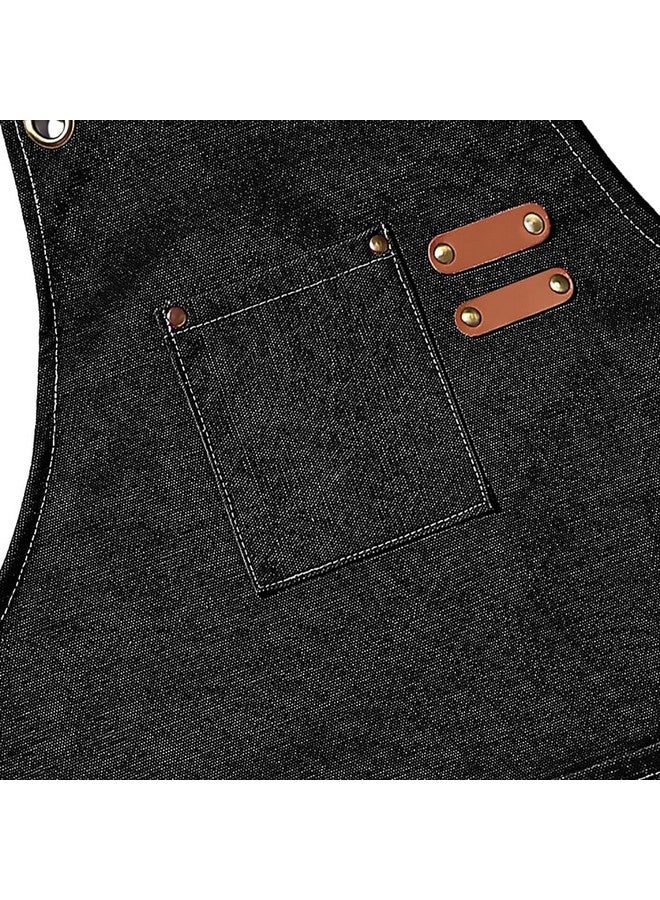 HASTHIP® Waterproof Apron for Home Kitchen, Grill, Restaurant, Workshop with Tool Pockets, Thicken Canvas Dustproof Apron, Adjustable Apron for Handwork, Woodenwork, Gardening - Image 3