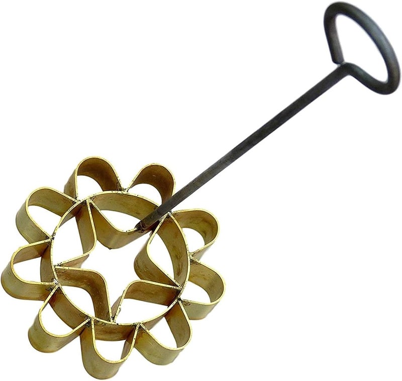 DDPremium Dok Jok Brass Mold Thai Dessert Maker - Medium Rosette Lotus Flower Cookie Mold with Handle (3.14 Inch Diameter) - Image 1